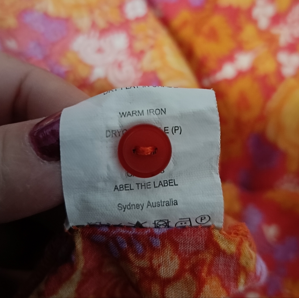 S🧡Anthropologie Abel the Label Red Orange Yellow Floral Print Dress Midi/Maxi - Picture 8 of 9